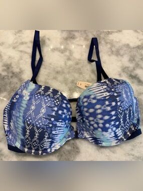 Victoria’s Secret Blue Printed Push-Up Bra 36D | Strappy Back Detail | BNWT 💙